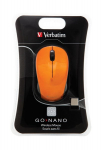 "verbatim" pelė "go nano" 49045, 1600dpi, 2,4 [ghz], optinė, 3 but., belaidė, oranžinė, 2 vnt.