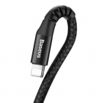 Juodas spiralinės formos USB-Lightning kabelis iPhone, 1 m