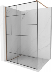 Mexen Kioto du&scaron;o sienelė Walk-in 130 x 200 cm, juodas ra&scaron;tas 8 mm, &scaron;lifuotas varis - 800-130-101-65-78, 130 x 200 cm