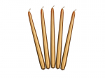 Kūginės žvakės, metalinės auksinės spalvos, 24 cm, 1 pak/10 vnt