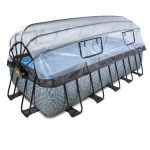 Karkasinis baseinas su smėlio filtru, stogeliu ir &scaron;ilumos siurbliu Exit Stone, 540x250 cm, pilkas