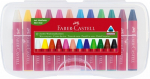 Faber-Castell Jumbo wax crayon triangular,&nbsp;plastic box of 12 with scraper, Faber-Castell Jumbo wax crayon triangular,&nbsp;plastic box of 12 with scraper