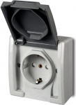 Ki&scaron;tukinis lizdas su dangteliu su įžeminimu Elektro-Plast Aquant, pilkas &bdquo;Schuko&ldquo; dangtelis (1244-10)