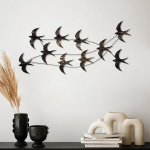 Dekoratyvinis metalinis sienų priedas Flock of Swallows 3