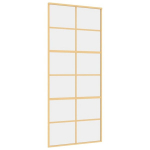 Stumdomos durys auksinės 90x205cm stiklas ir aliuminis 155167