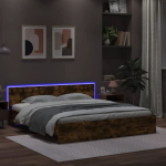 Lovos rėmas su galvūgaliu ir led, dūminio ąžuolo, 200x200cm