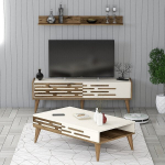 Svetainės baldų rinkinys Valensiya 140 - Walnut, Cream