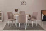 I&scaron;plečiamas pietų stalas ir kėdės (5 vienetai) Vina 0900 - White, Stone