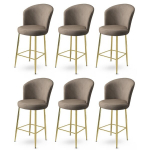Baro kėdės rinkinys (6 vienetai) Fora - Cappuccino, Gold