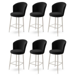 Baro kėdės rinkinys (6 vienetai) Alte - Black, Chrome