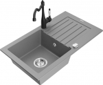 Granitinė virtuvinė plautuvė Mexen Pablo su mai&scaron;ytuvu ir sifonu, Grey/Black