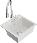 Granitinė virtuvinė plautuvė Mexen Milo su mai&scaron;ytuvu ir sifonu, White/Chrome