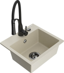 Granitinė virtuvinė plautuvė Mexen Milo su mai&scaron;ytuvu ir sifonu, Beige/Black
