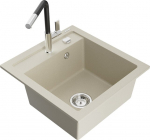 Granitinė virtuvinė plautuvė Mexen Vito su mai&scaron;ytuvu ir sifonu, Beige/Black/Chrome