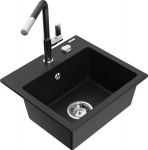 Granitinė virtuvinė plautuvė Mexen Milo su mai&scaron;ytuvu ir sifonu, Black/Chrome