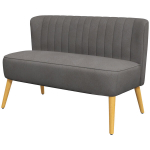Sofa Retrodesign 2-vietė sofa, medinės kojos, 117 cm x 56,5 cm x 77 cm, tamsiai pilka