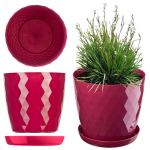 Plastikinis gėlių vazonas su stovu, gėlių dangtelis, 14 cm, rožinė Kadax