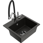 Vienguba granitinė plautuvė Mexen Milo su virtuvės mai&scaron;ytuvu Duo, Juoda/Auksinis metallic - 6505-75-671701-07-B