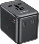 Maitinimo adapteris - Unitek 65W Universal Travel Adapter (P1122ABK01, 1xUSB-A, 3xUSB-C, Juodas)