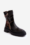 Moteri&scaron;ki blizgūs odiniai batai su užtrauktukais Maciejka 06238-18 Black 28398-21, 38