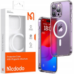 MCDODO MAGNETINIS DĖKLAS SKAIDRUS SUSTIPRINTAS DĖKLAS MAGSAFE IPHONE 15 PRO VIOLETINĖS SPALVOS