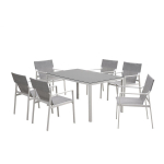 Sodo baldų komplektas &bdquo;Patio Lea&ldquo; 6 vietų, pilkas stiklinis stalvir&scaron;is