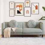 Trivietė sofa su pagalvėlėmis, &scaron;viesiai pilkos spalvos, aksomas