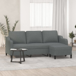 Trivietė sofa su pakoja, tamsiai pilkos spalvos, 180cm, audinys