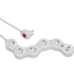 Brennenstuhl Vario Power ilgiklis su USB įkrovimo lizdais 5 baltas, 1,4m H05VV-F 3G1,5 - 1155350210