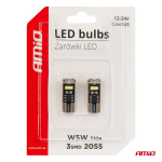 LED lemputės canbus T10e W5W 3*2055 SMD balta 12/24V