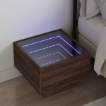 Naktinis staliukas su infinity led, rudas ąžuolo, 40x40x30cm