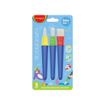 &Scaron;epetėliai 3vnt - Keyroad, Early age Kids paint brush set, flat, point, round, 3pcs/blister card