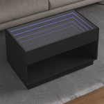Kavos staliukas su infinity led lemputėmis, juodas, 90x50x50cm