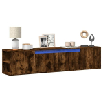 Sieninė tv spintelė su led lemputėmis, dūminė, 180x31x39,5cm