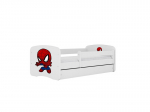 Vaiki&scaron;ka lova be čiužinio, su stalčiumi Kocot Kids BabyDreams White spiderman, 140x70 cm, balta/raudona
