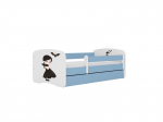 Vaiki&scaron;ka lova be čiužinio, su stalčiumi Kocot Kids BabyDreams Blue Wednesday, 180x80 cm, mėlyna