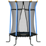 Trampolinas vaikams, &Oslash;163,5 cm, su apsauginiu tinklu, pamink&scaron;tintas, plieninis, atlaiko iki 50 kg svorį, juodos ir mėlynos spalvos, Mėlyna