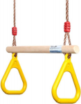 Sūpynės, daugiafunkcinės medinės trapecijos sūpynės, 120 kg apkrova, gimnastikos žiedai