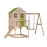 Medinė žaidimų aik&scaron;telė vaikams su sūpynės, Wendi Toys M23L, žalias, 192 x 350 x 242 cm