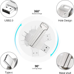 Usb atmintinė 32 gb 2 viename usb atmintinės usb 2.0 usb c type c atmintinė otg dual flash drive 2-in-1 atmintinė plan&scaron;etiniam kompiuteriui, pc, android mobiliajam telefonui (samsung, Huawei, Honor, Xiaomi) (sidabrinė)