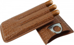 Odinė cigarų dėžutė "embleaf" 3 cigarams, priedų rinkinys su cigarų žirklėmis, dovanų rinkinys, kelioninis humidoras cigarams, cigarų dėklas, dovanos vyrams