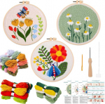 Allinkit 3 dalių rinkinys punch needle technikai, punch needle rinkinys suaugusiems ir pradedantiesiems, punch needle pradinis rinkinys su punch needle audiniu, siūlais, siuvinėjimo lanku, siuvimo adatomis