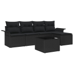 vidaXL Lauko sofa su pagalve 6 pcs Juoda poliratanas