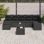 8 dalių sodo sofa komplektas su pagalvėmis beige poli ratanas