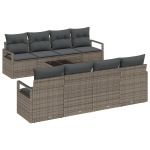 9 dalių Sodo sofa komplektas su pagalvėmis Pilka Poli Ratanas,2-vietė Sodo sofa su pagalvėmis Pilka Poli Ratanas