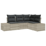 4 dalių sodo sofa komplektas su pagalvėlėmis &scaron;viesiai pilkos poli ratanas
