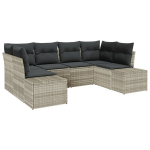 6 dalių sodo sofa rinkinys su pagalvėlėmis &scaron;viesiai pilka PE ratanas