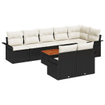 9 dalių sodo sofa su pagalvėlėmis Juoda Poli Ratanas Akacija