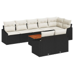 9 dalių sodo sofa komplektas su paminklais Juoda poli ratanas akacija