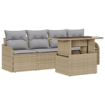 5 dalių sodo sofa su pagalvėmis, smėlio poli ratanas,2 vietų sodo sofa su pagalvėmis, smėlio poli ratanas